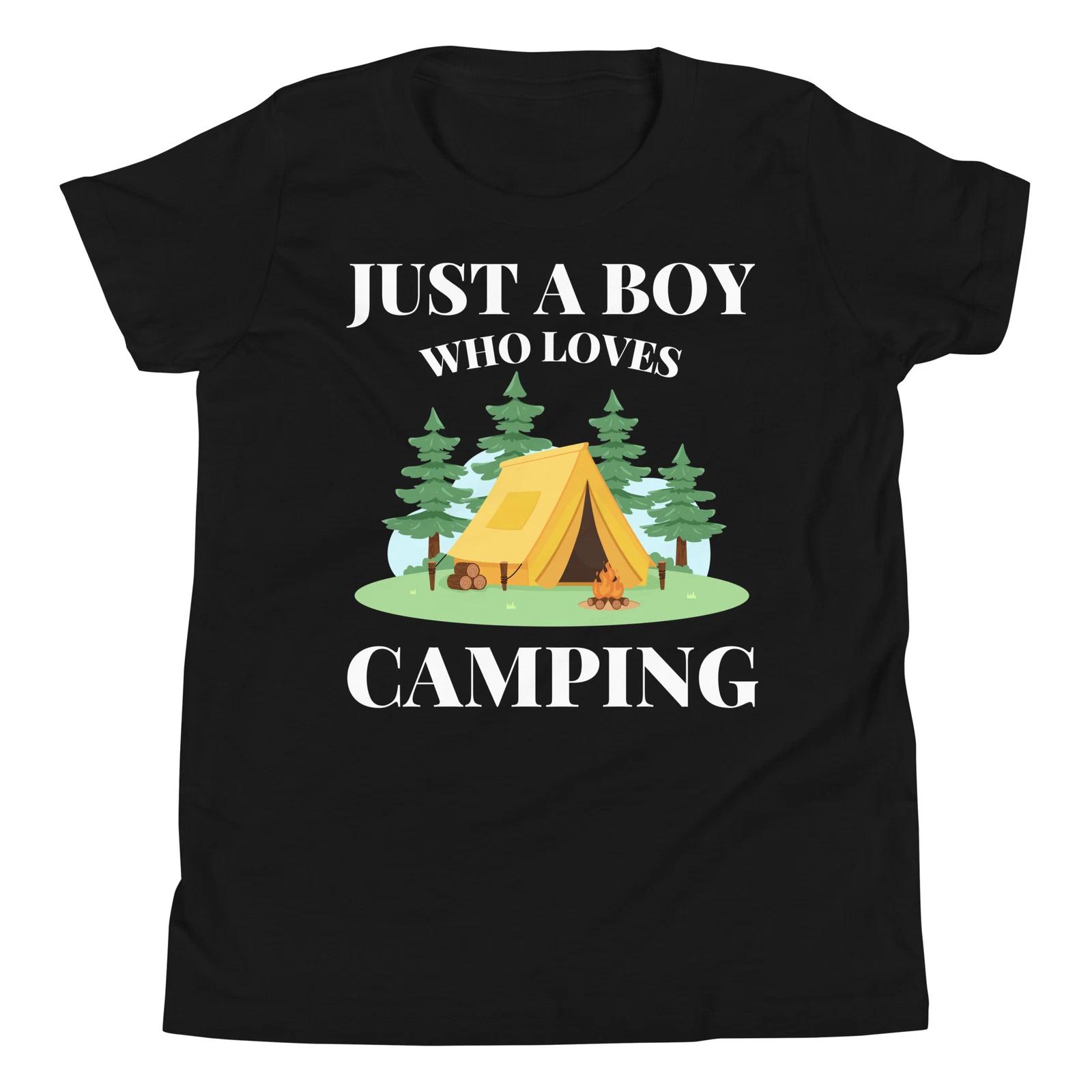 Just a Boy Who Loves Camping Campfire Outdoor Summer Youth T-Shirt 110