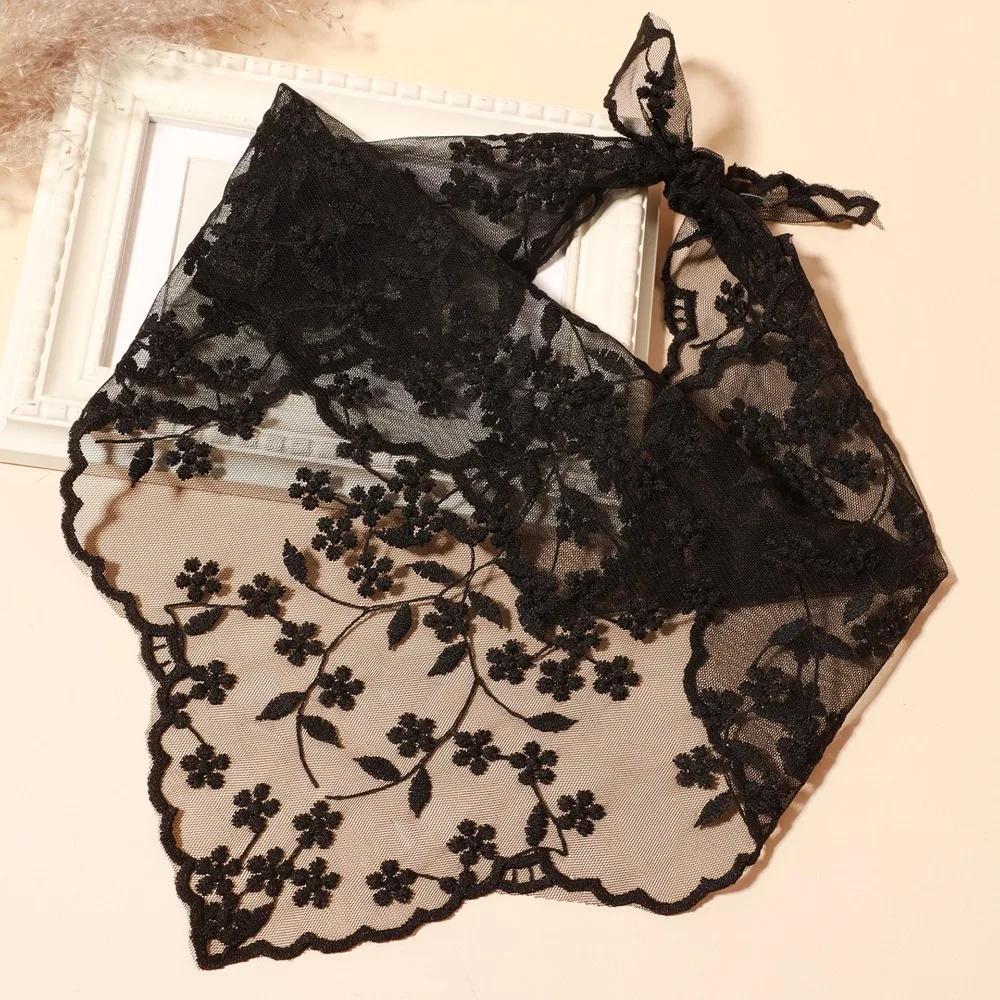 New Hollow Lace Triangle Scarf Lace Triangle Girl Headscarf Wrist Hair Tie Charming Head Wrap Scarf Office Lady