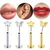 1PC 16G Stainless Steel Five Stars, Butterfly Lip Nail Nose Nail Ear Bone Nail Human Body Piercing Jewelry