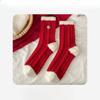 Female Autumn and Winter Velvet Thickened Warm This Year Red Sleeping Socks
