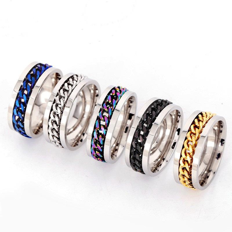 Rotate Chain Finger Ring for Rotating Anxiety Stainless Steel Chain Ring Spinner Band Bottle Opener Accessory