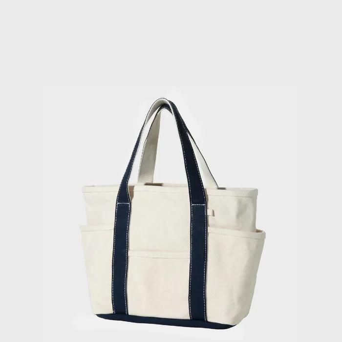 Small Cafe Tote Canvas / Ecru-Navy