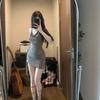 Sexy Spice Girls Pure Desire Wind Neck Suspender Dress Women's Summer New Waist Skinny Temperament Hip Wrap Short Skirt
