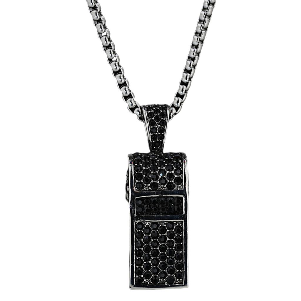 Crystals Rhinestones Whistle Necklaces Titaniums Steel Chain Loud Crisp Sound Coaches Referee Training Accessory