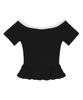 Nigaennikol Off-Shoulder Frill Crop Top_Black