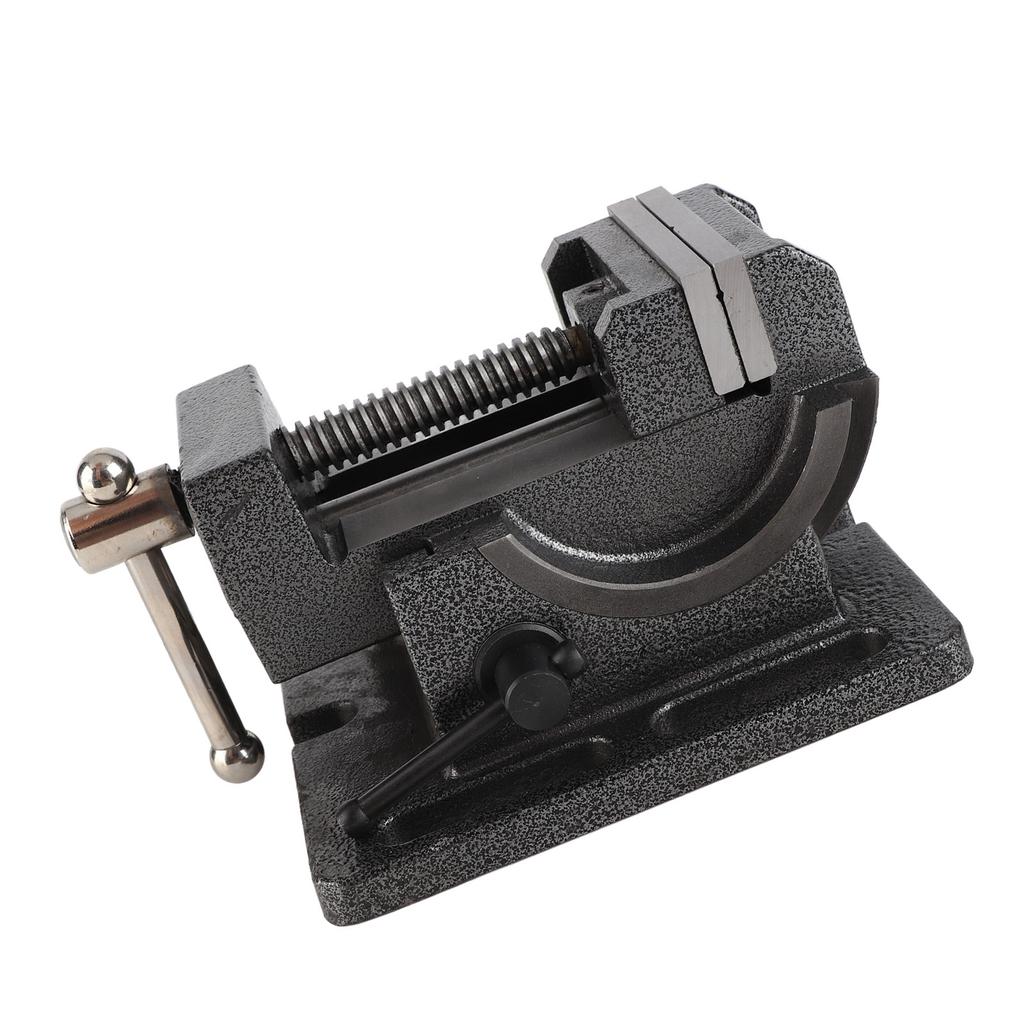 Heavy Duty Drill Press Vise Cast Iron Body Corrosion‑Resistant Hardware Accessory 3‑Inch Tiltable for Industrial Drilling Metal