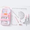 Complete Plastic Geometry Kits With 9 Essential Tools Including Compass Rulers For Precise Technical Drawing