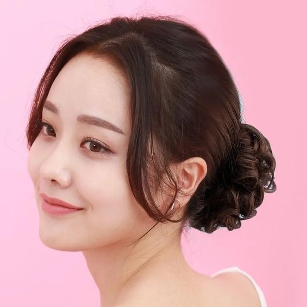 Updo bun scrunchie wig small Natural Brown