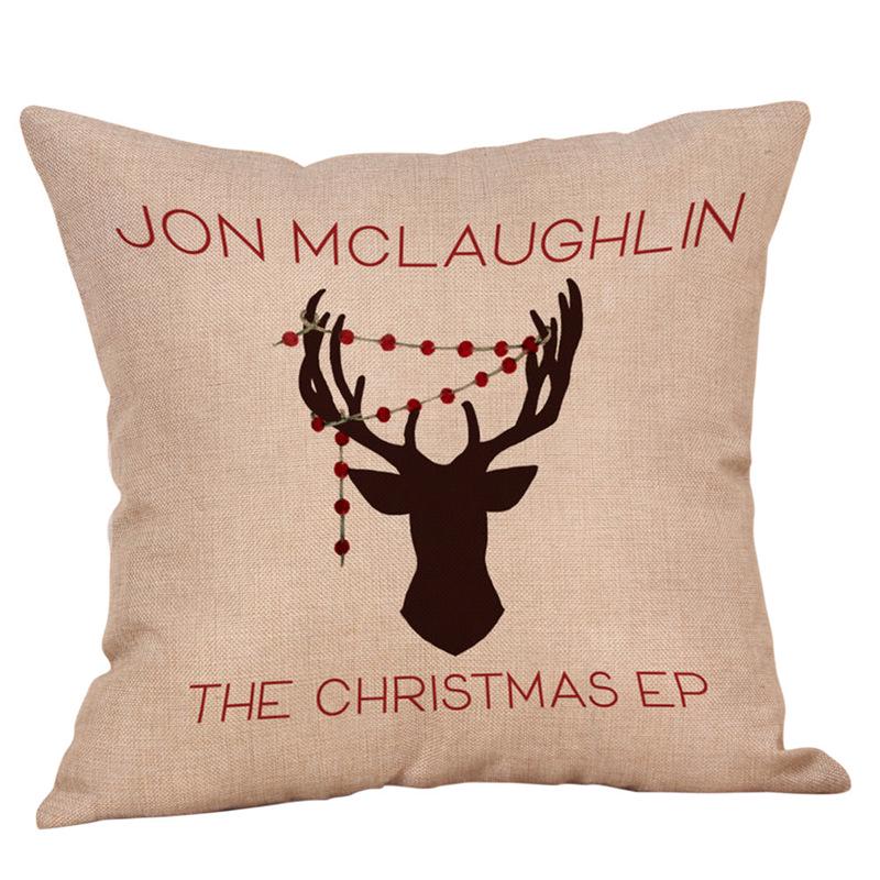American Christmas Deer Pattern Throw Pillow Cover - Festive Sofa or Car Cushion