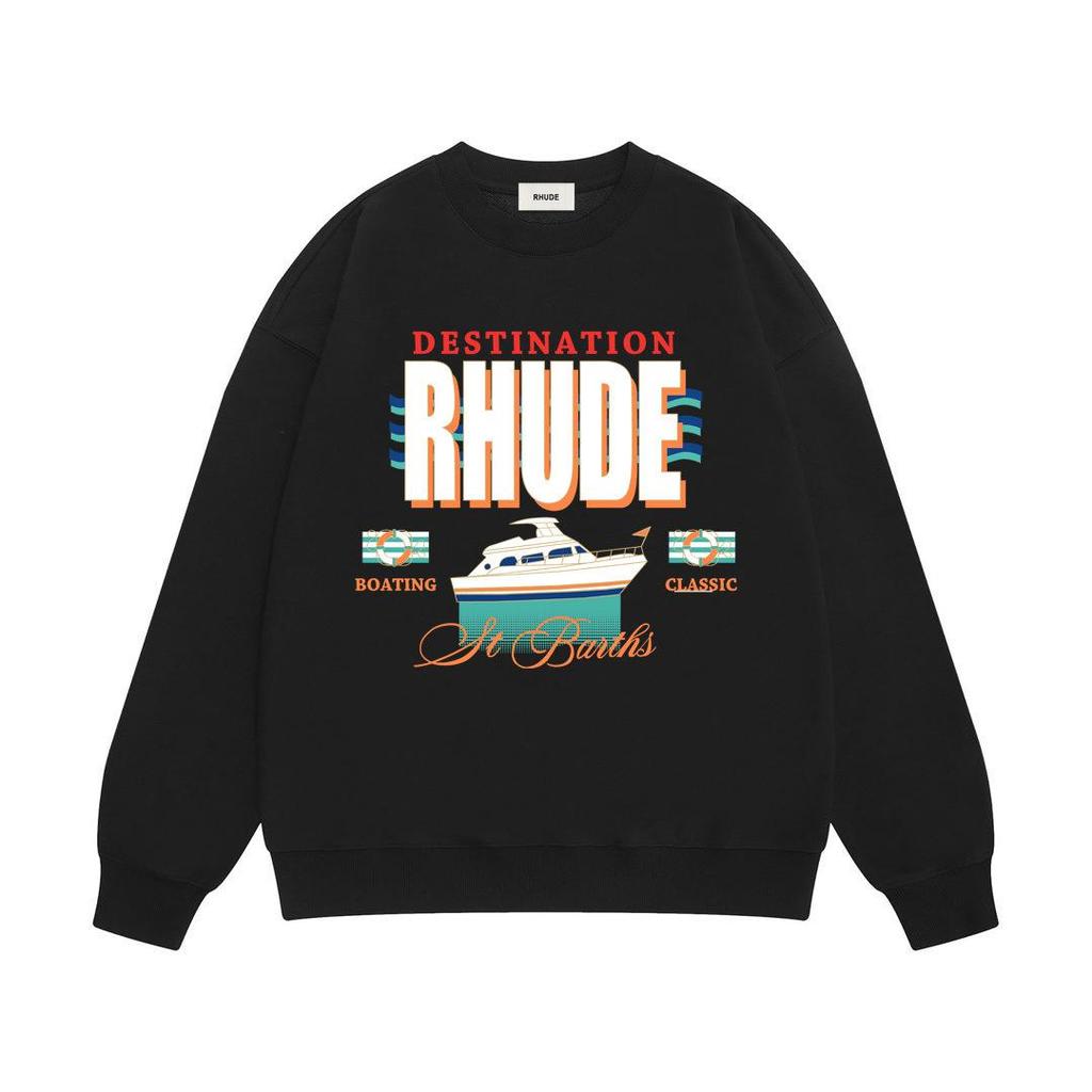 RHUDE Herren Lockerer Baumwoll-Hoodie mit Buchstabenprint - Europäischer & Amerikanischer Trend