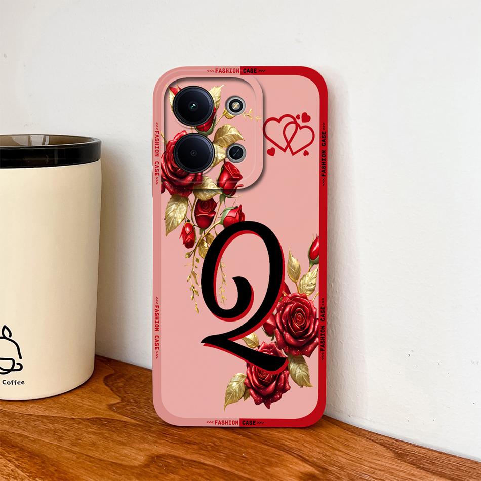 Per Cover Telefono Redmi 15C 4G 5G Fiori Nome Lettere Morbida Silicone Liquido Custodia a Protezione Totale Per Redmi 15 C Alloggiamento Antiurto