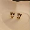 European Retro Owl Rhinestone Stud Earrings - Cute Korean-Style Accessories