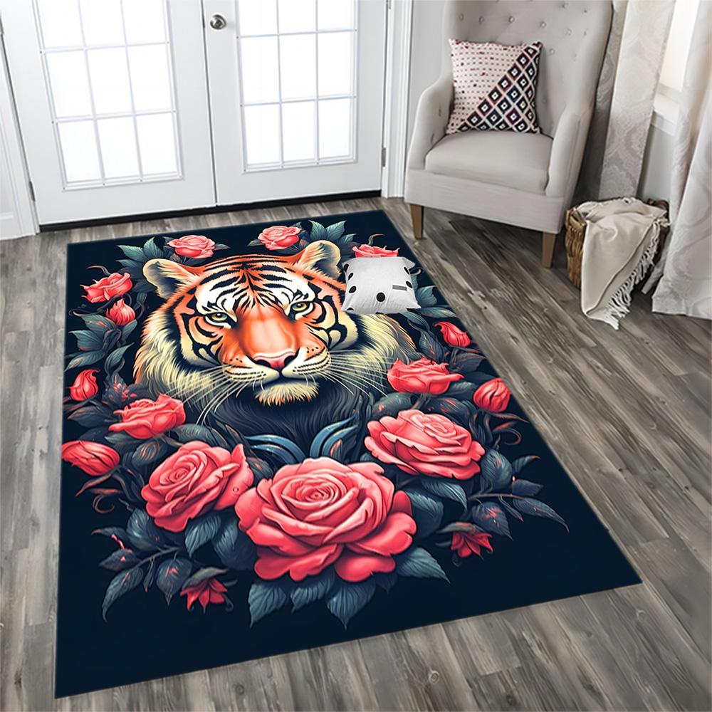 White Tiger Family for Living Room Rug, BedRoom Rug, Study Room Rug, Hallway Decoration, Perfect for Home Decoration or Holiday Gifts