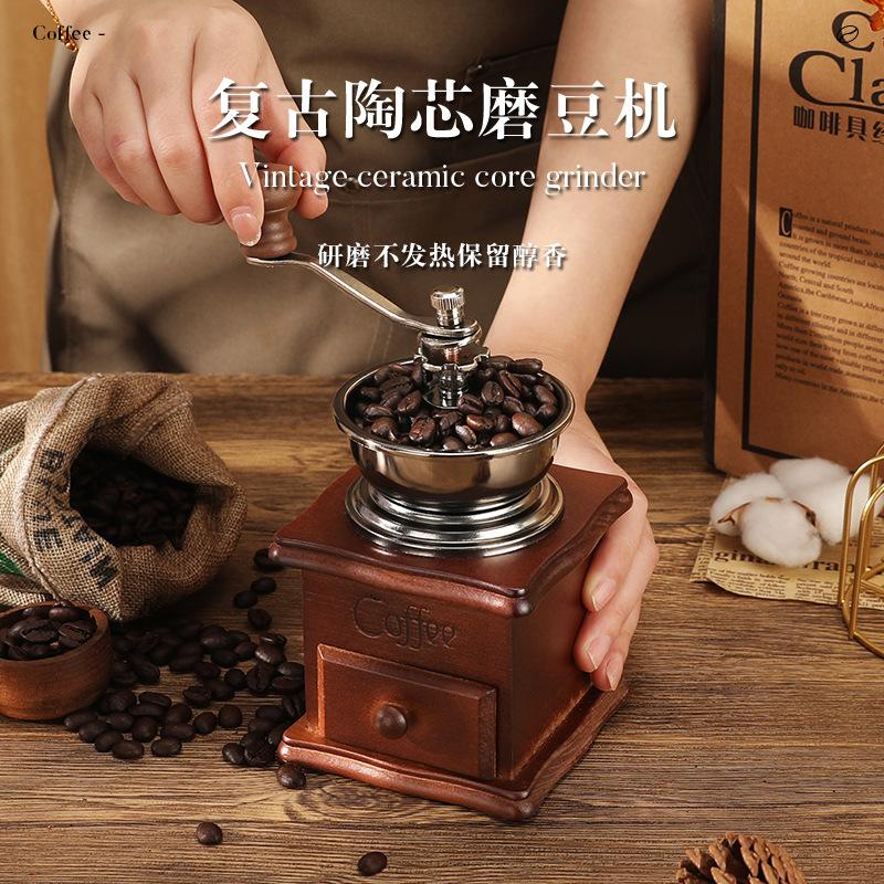 Mlýnek na kávová zrna Přenosný retro ruční mlýnek na kávu Kuchyňský mlýnek na kávu Nádobí na kávu