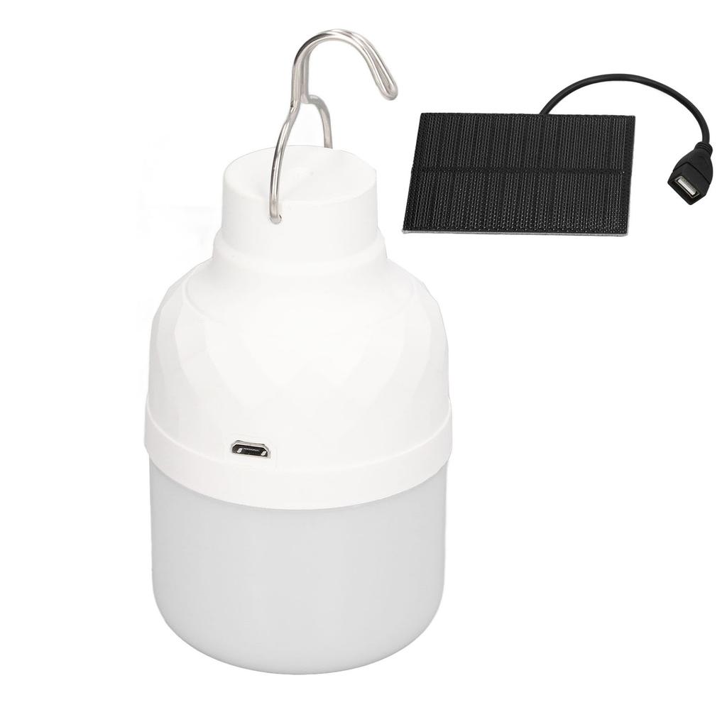 Solar Powered LED Bulb 40W 5000K 1500lm Portable LED Light Bulb with 3W 5V Solar Panel for Camping