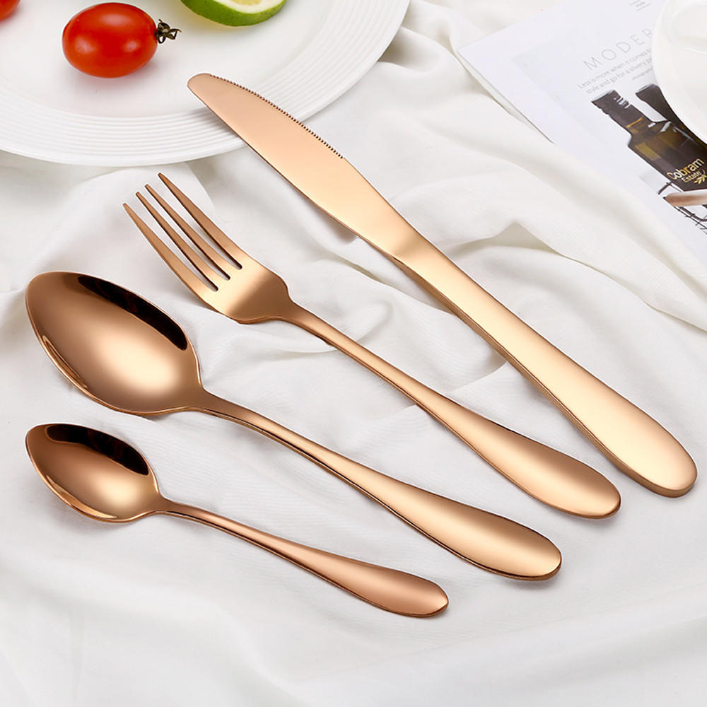 

4PCS Set Stainless Steel Upscale Dinnerware Flatware Cutlery Fork Spoon Teaspoon