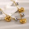 MamacitaSlay 316L Stainless Steel Double Color Heart Ball Pendant Necklace Party Waterproof Neck Jewelry Women's Charm Necklace