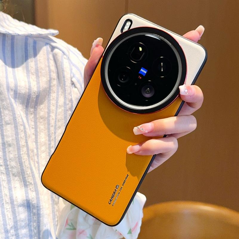 Double Pigment Leather Lens Raised Protective Lens Case For VIVO X200 Ultra X200s X200 Pro X100s X100 Camera Protection Cover