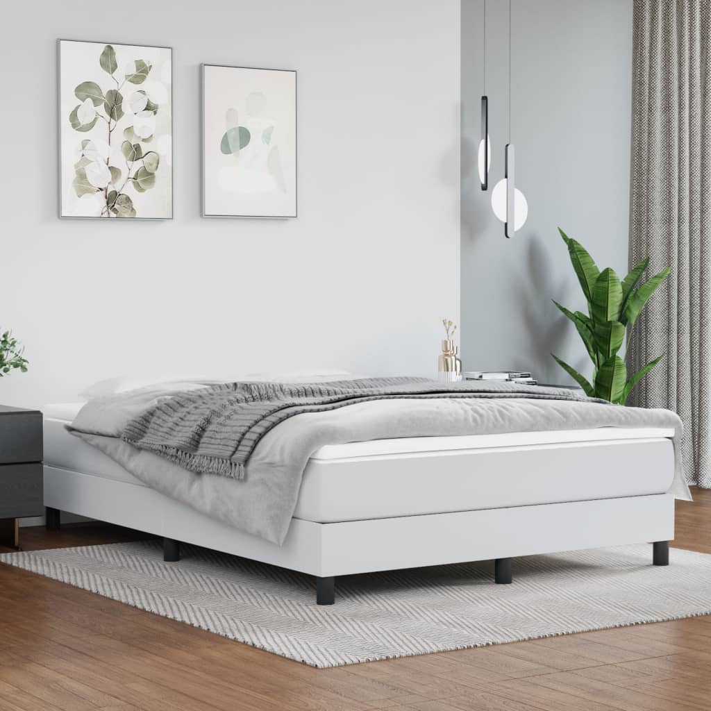 Pocket Spring Mattress Medium Firmness White 140 x 190 x 20 cm Faux Leather