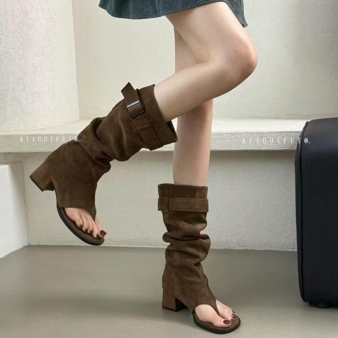 

Мег-носок замшевые крутые ботинки, ковбойские ботинки в западном стиле, ботинки-трубы, ботинки на наборном каблуке, носить больше одной пары обуви 40 хаки