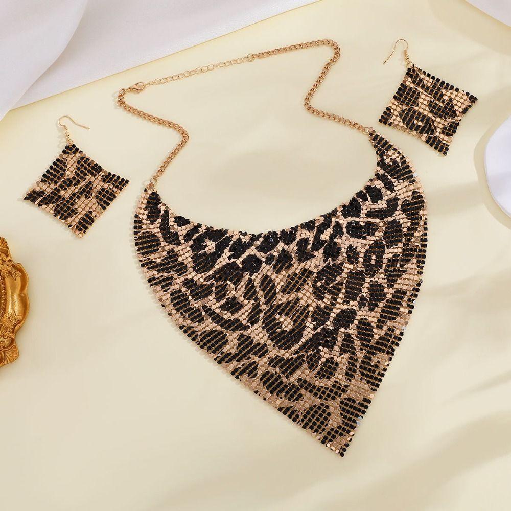 Exaggerated Indian Jewelry Set Sequined Scarf Metal Slice Bib Choker  Party