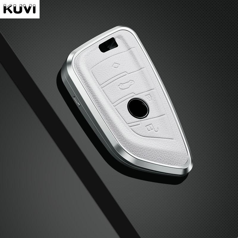 Metal Genuine Leather Auto Smart Key Fob Cover Case Housing Remote Fit For Bmw X1 X3 X5 X6 X7 1 3 5 6 7 Series G20 G30 G11 F15 F16 G01 G02 F48