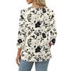 Dames Print Top Knoopsluiting V-hals T-shirt 3/4 Mouw Losse Mode Top
