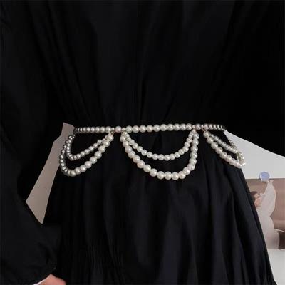 Französischer Chic Perlen Taillenkette Dekorative Taille Accessoire Für Damen Elegantes Kleid Styling Bequemer Schmuck Geschenk