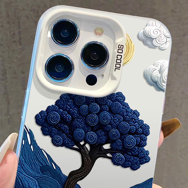 Custodia per iPhone 17 Pittura a Olio per Apple 15 Pro Max, Argento, Compatibile con 14 Pro/13/16 Pro, Transfrontaliero.