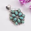 Arizona Turquoise Sterling Silver Pendant, Teardrop Gemstone Cluster Pendant
