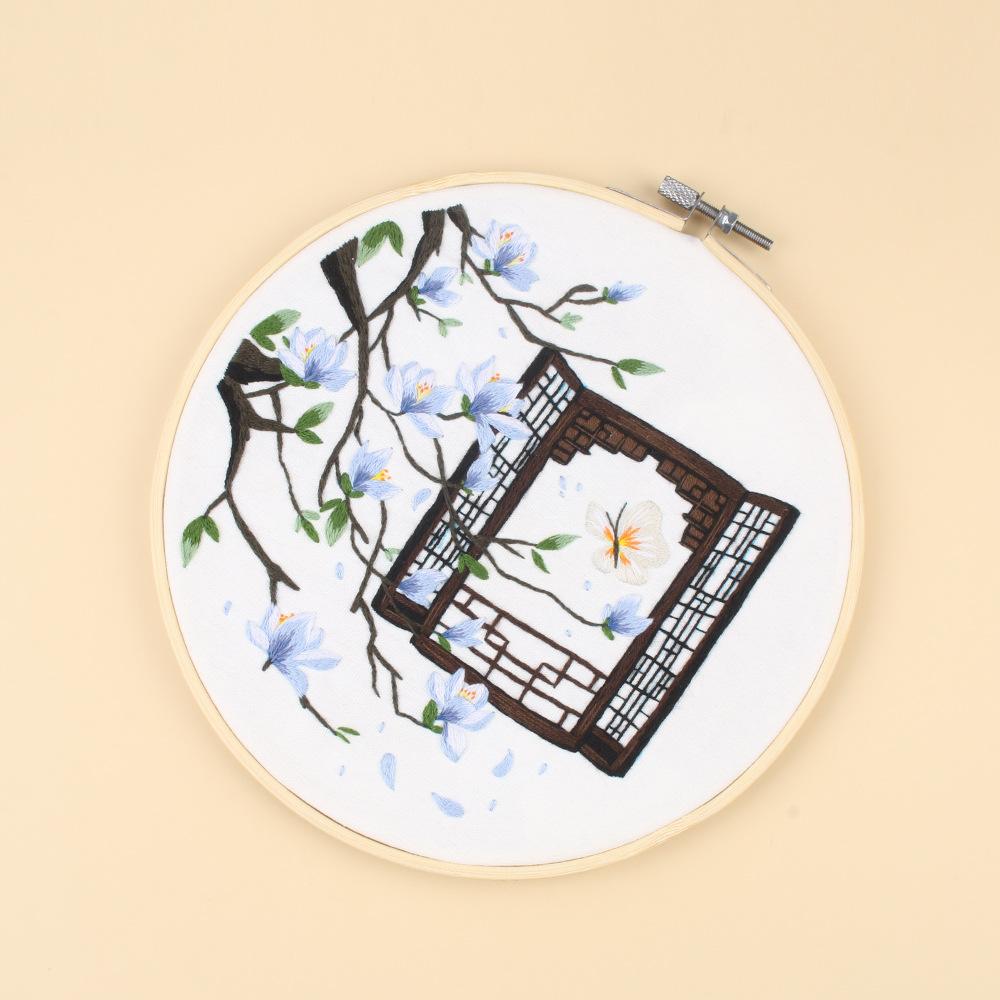 Pacote de Material para Bordado Artesanal DIY, Flores e Plantas, Amor de Outono e Cores de Outono, Estilo Chinês