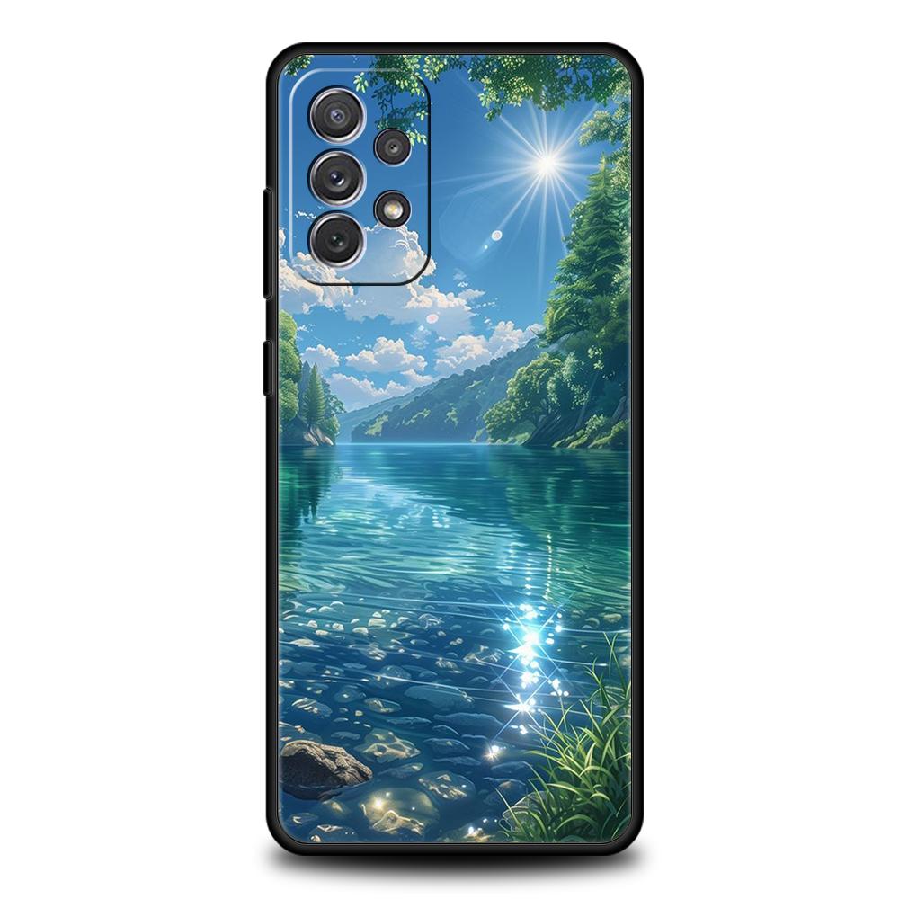 Japanese Anime Landscape Art Phone Case For Samsung A15 A13 A35 A55 A51 A71 A41 A31 A21S A03S A05 A23 A25 A33 A53 A73 5G Cover