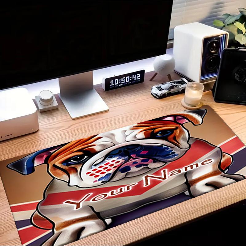 1PC Custom Name Bulldog Union Jack Pride Mouse pad, keyboard and mouse desk pad, for computer notebook  Birthday Gift For Any Room Or Office