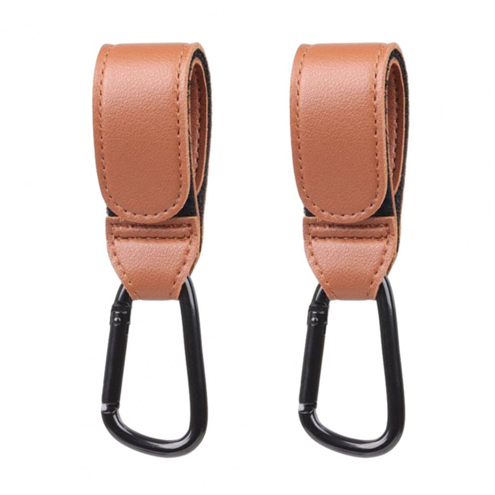 Fastener Tape Hook Durable Stroller Hook Baby Stroller Hook Set with Faux Leather Fastener Tape Diaper Bag Hanger for Prams