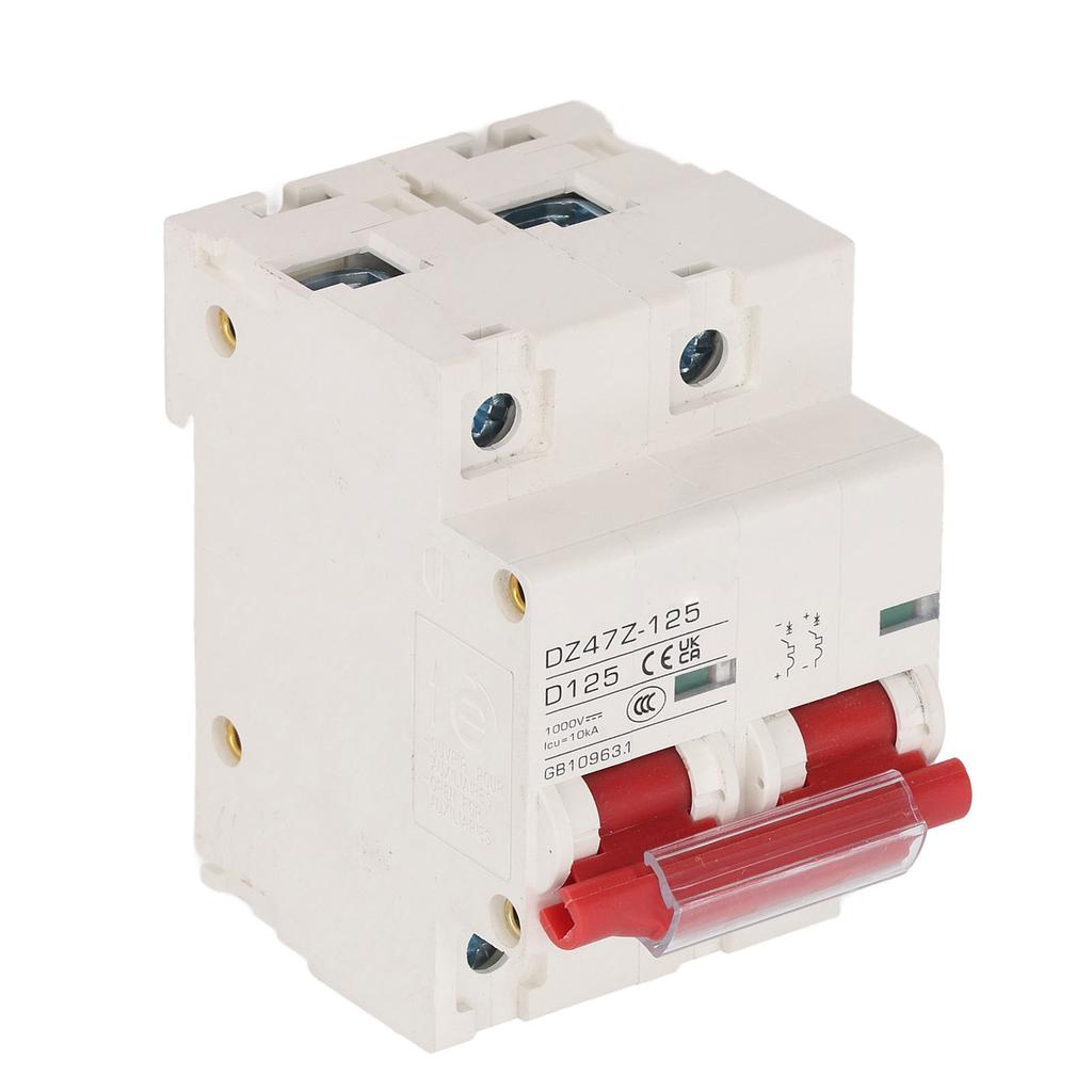 DC jistič Ochrana proti zkratu Montáž na lištu PV jistič 2P 1000V 125A Červený