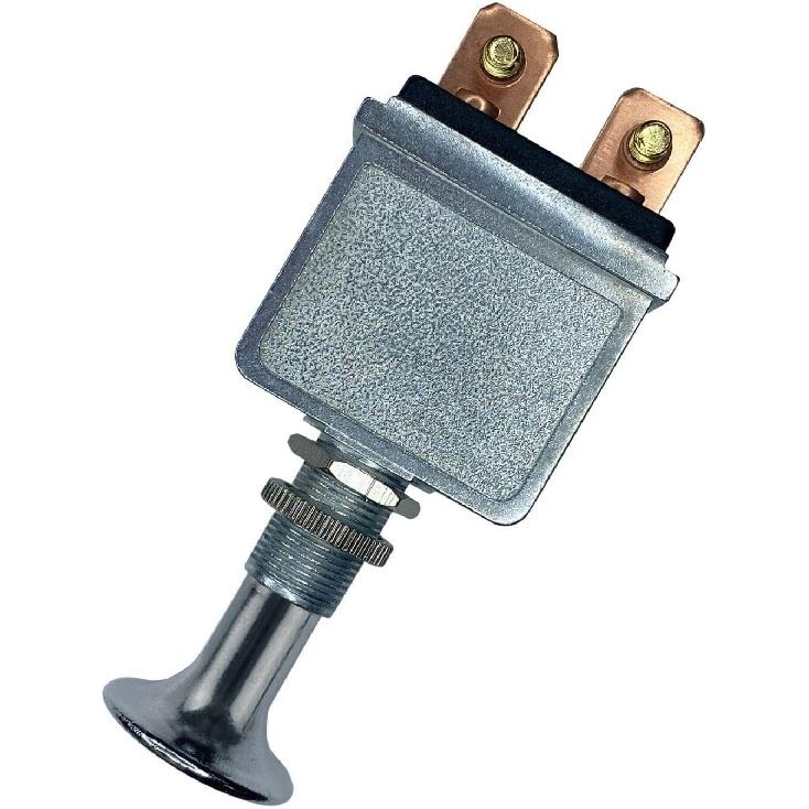 Heavy Duty Push Pull Switch, 75A On-Off 2 Position SPST Toggle Switch 6–28V DC 12V Chrome Knob, Screw Blade Terminal Cut Off Switch for Car, Truck,