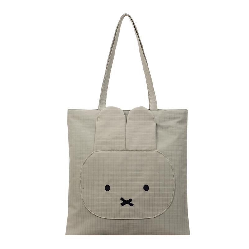 Student Cartoon Shoulder Bag Women's Large Capacity Solid Color Tote Bag
