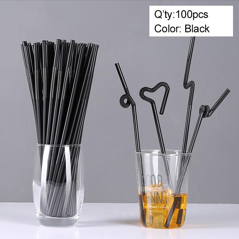 

100-300Pcs Multicolor Kunststof Straws for Wedding Party Supplies Beverage Kitchen Cocktail Drinking Straws Pajitas Plastique