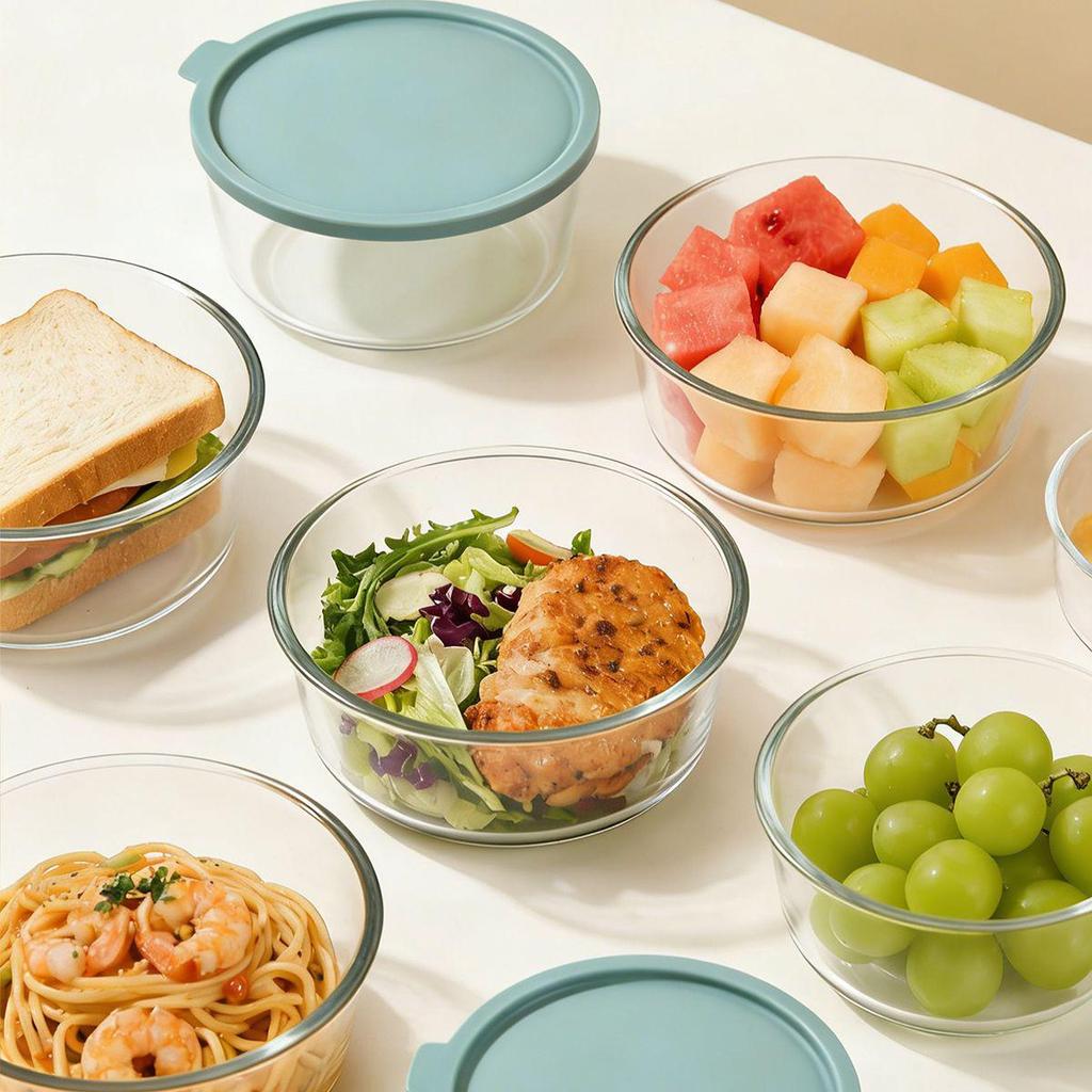 Microwave-Safe Glass Fresh-Keeping Bowl with Lid for Steaming and Cooking.
