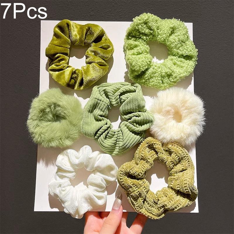 

7Pcs/Set Hair Scrunchies for Girls Women Hair Accessories Hair Band Solid Color Ponytail Holder Velvet 7pcs