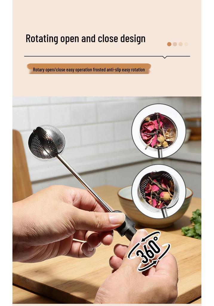 Portable 304 Stainless Steel Rotating Tea Ball Strainer Mesh