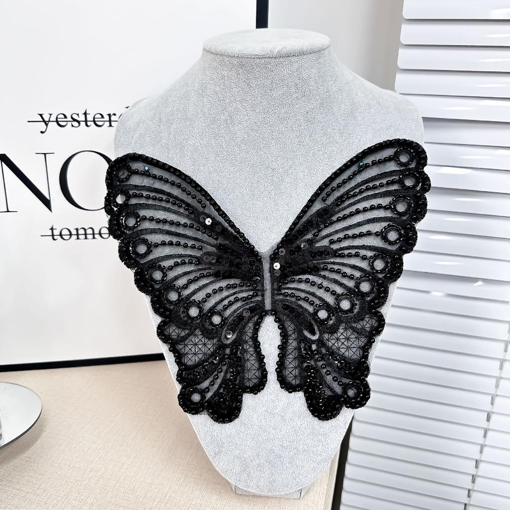 Bead Embroidered Gold Thread Embroidered Butterfly Hollow Collar Decal Patch Decoration Diy Clothing Accessories