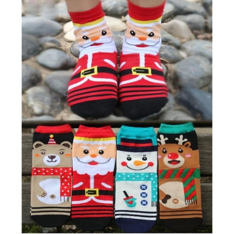 1 Pair Christmas Women Girl Winter Warm Cotton Socks Santa Claus Reindeer Snowman Bear