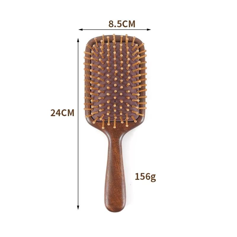 Durable High-End Solid Natural Wood Hairbrush for Women Salon Use Skin-Friendly Compact Styling Tool with Air Cushion