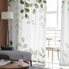Abstrakte salbeigrüne Blätter, Zweige, transparente Vorhänge für Wohnzimmer, Küche, Fenstervorhänge, Schlafzimmer, Tüll-Voile-Vorhänge