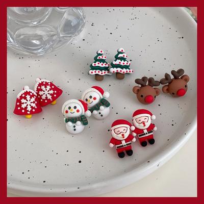 2023 New Christmas Tree Earrings Cute Cartoon Bow Knot Drop Earring for Women Christmas Santa Claus Snowman Earrings Girls Xmas New Year Jewelry Gifts