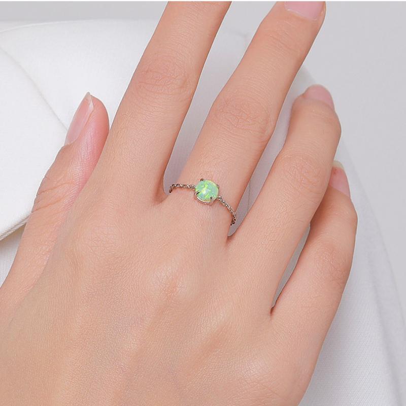Tancise Classic 925 Sterling Silver Opal Ring Ladies Jewelry Wedding Promise Party Gift