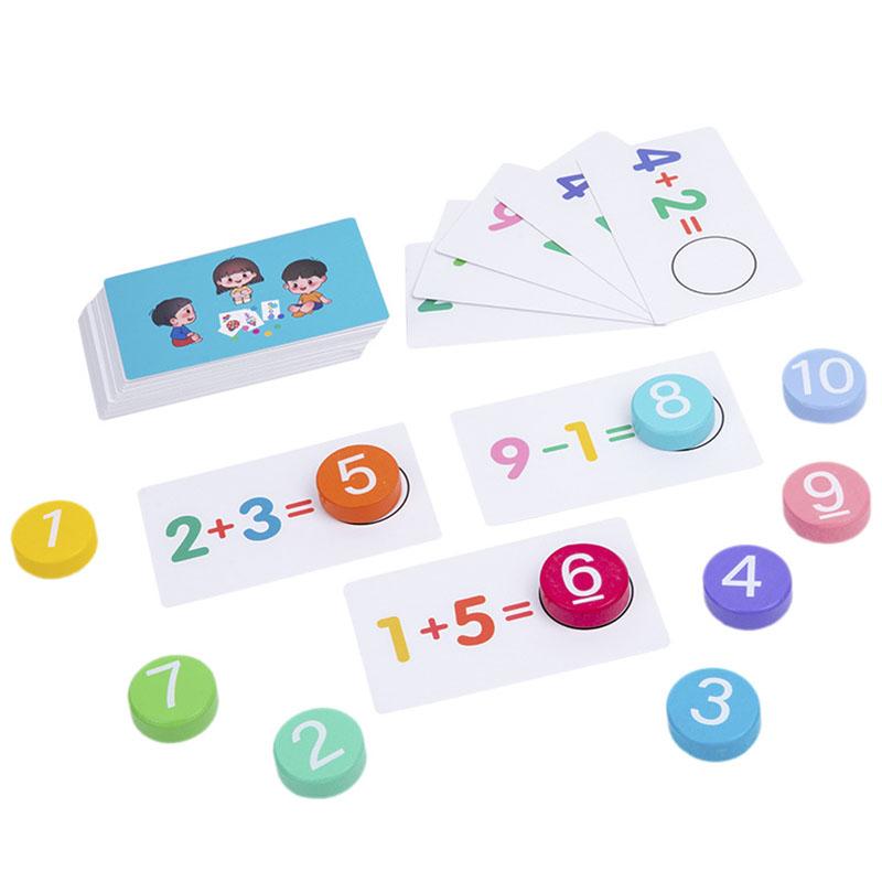 Children's Wooden Number Board Cognitive Matching Addition Subtraction Operation Montessori Logical Thinking Training Math Toys