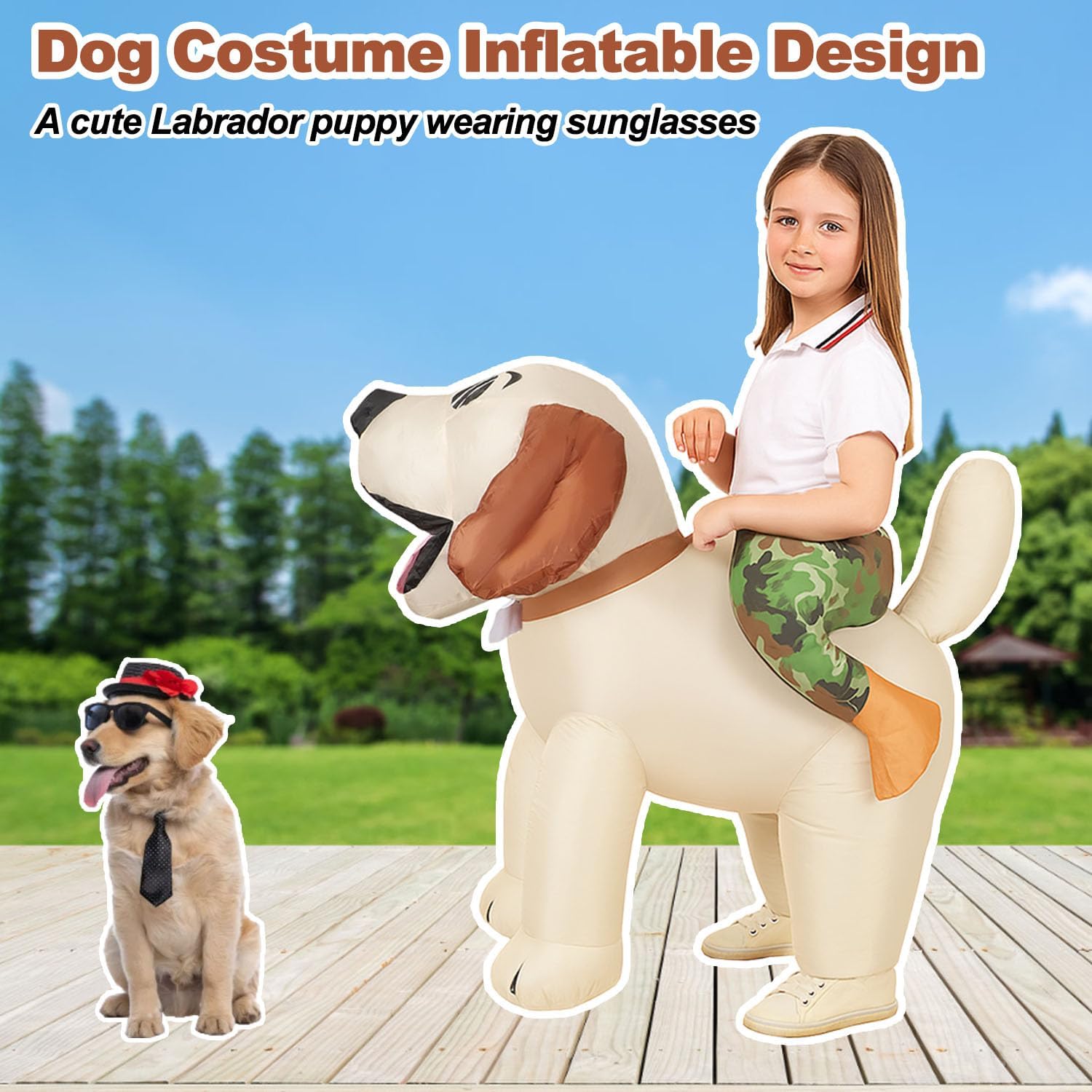 Надувной костюм собаки SVNVIOZ для детей, Надувной костюм собаки для Хэллоуина, Костюм-всадник на вечеринку для девочек и мальчиков