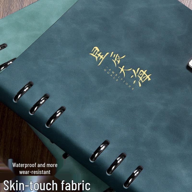 A5 Leather Cover Ring Binder Notebook 2025, Minimalist Retro B5, Thickened & Removable for Business Office